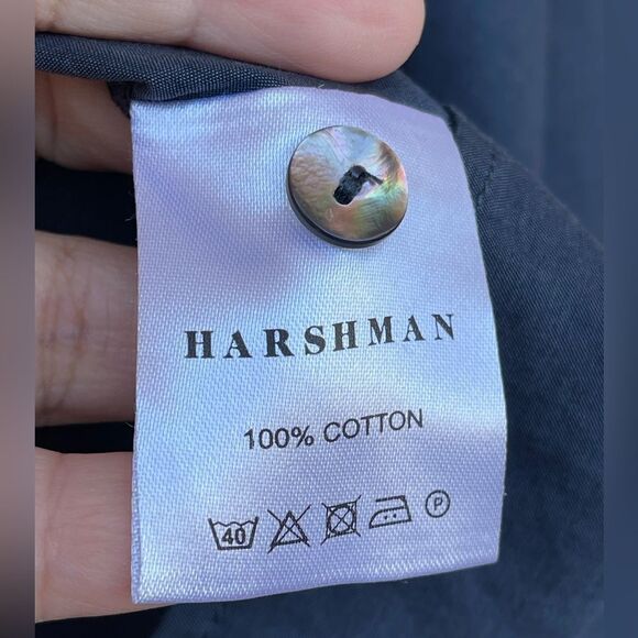 Harshman Womens Mabel Cotton Asymmetrical blue Top large - Picture 14 of 17